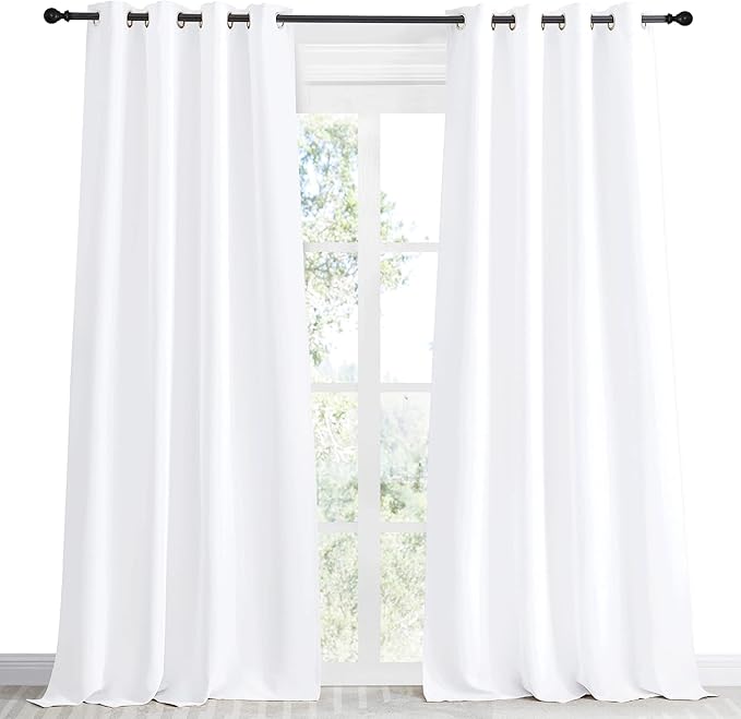 NICETOWN Room Darkening Window Treatment Curtain, Pure White, Single Panel - Image 2