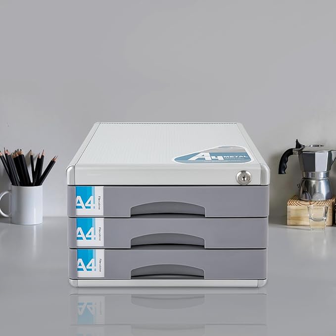 3 Tier Desktop Drawer Organizer, 3 Drawers Aluminum Alloy File Organizer - Image 6