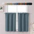 Chyhomenyc Stone Blue Short Blackout Curtains 36 Inch Length, Small Kitchen by Chyhomenyc