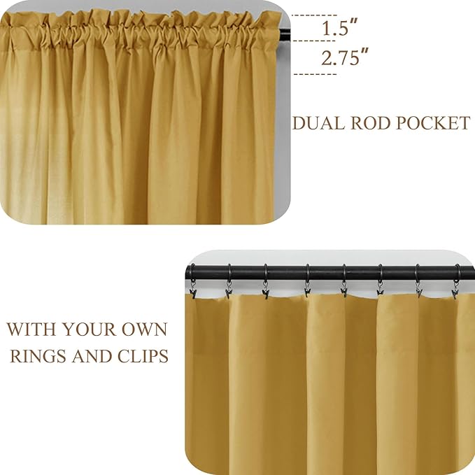 L.Z.E Non-See-Through Privacy Curtains 63 Inch Length 2 Panels Set, Rod Pocket - Image 4