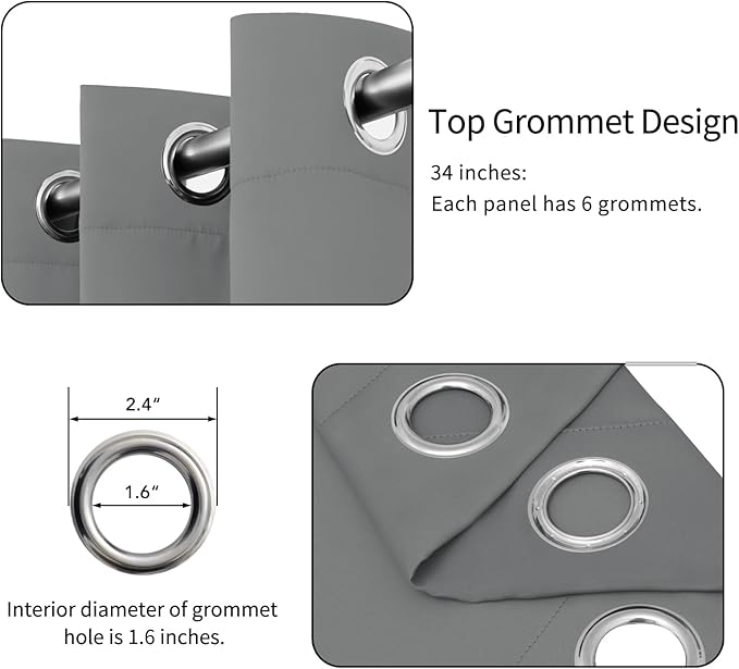 Easy-Going Blackout Curtains for Bedroom, Solid Thermal Insulated Grommet and - Image 4
