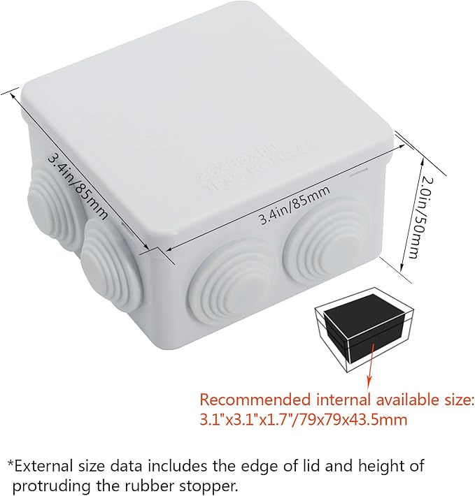 LeMotech Junction Box, ABS Plastic IP55 Water Resistant and Dustproof, - Image 2