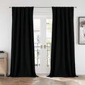 CUCRAF Linen 100% Blackout Curtains 84 Inch Length 2 Panels Set, Back Tab and by CUCRAF