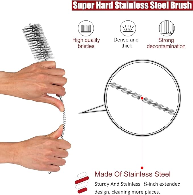 Pipe Cleaning Brush Set Stainless Steel Bristles, Stainless Steel Pipe Brush - Image 3