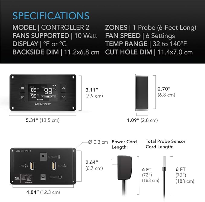 AC Infinity AIRPLATE T8, Quiet Cooling Dual-Fan System 6" - Image 7
