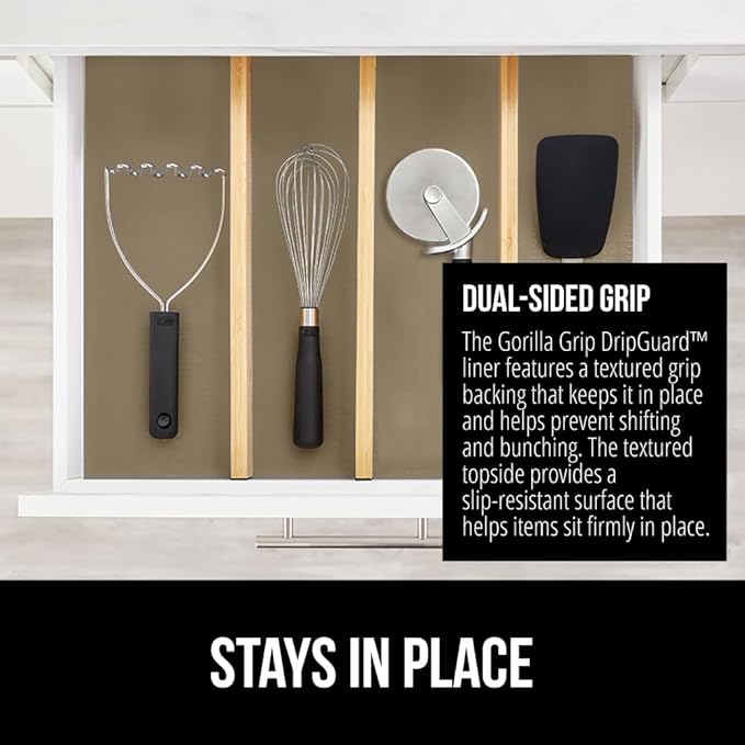 GORILLA GRIP DripGuard Shelf Liner, Non-Adhesive Drawer and Kitchen Cabinet - Image 4