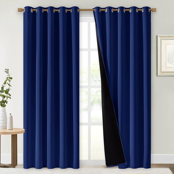 NICETOWN 100% Blackout Window Curtain Panels, Royal Blue, Cold and Full Light by NICETOWN