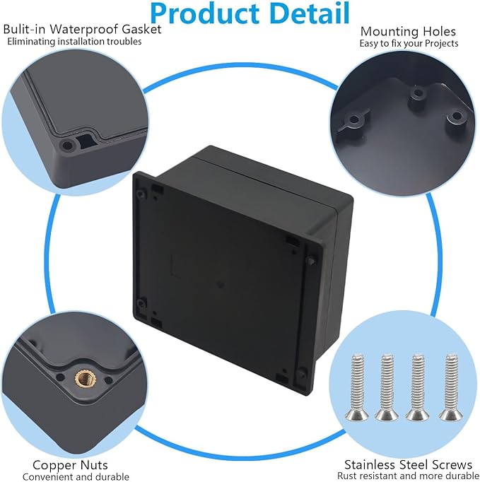 Outdoor Waterproof Junction Box IP67 Project Box ABS Black Electrical Boxes - Image 6