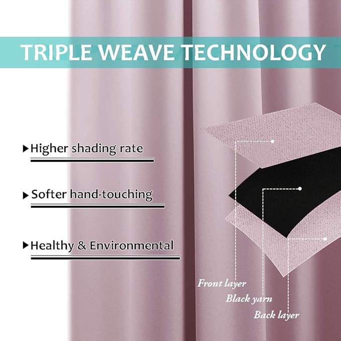 NICETOWN 100% Blackout Curtains 45 inches Long, 2 Thick Layers Completely - Image 5