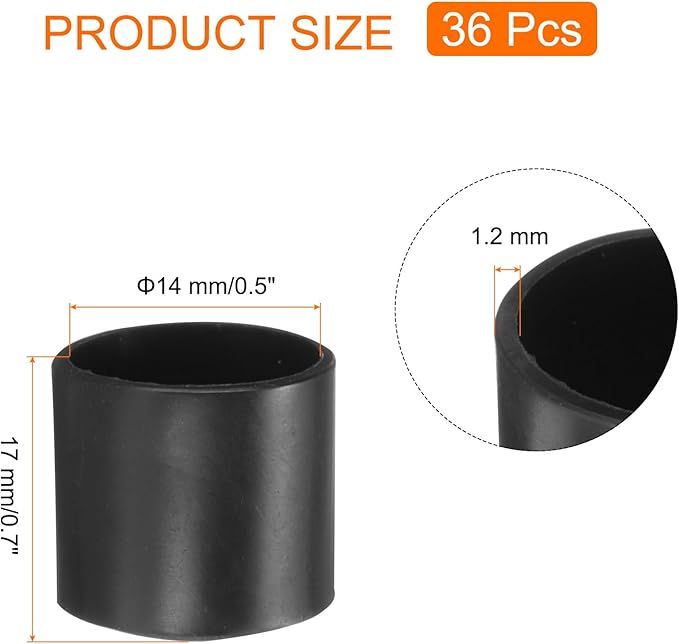 uxcell 36pcs Round Chair Leg Caps 14mm/0.55" PVC Chair Leg Floor Protectors - Image 2