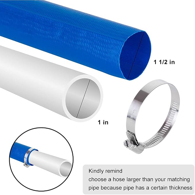 Eastrans 1 1/2 IN x 25 FT Pool Backwash Hose, Heavy Duty Flat Discharge Hose - Image 2