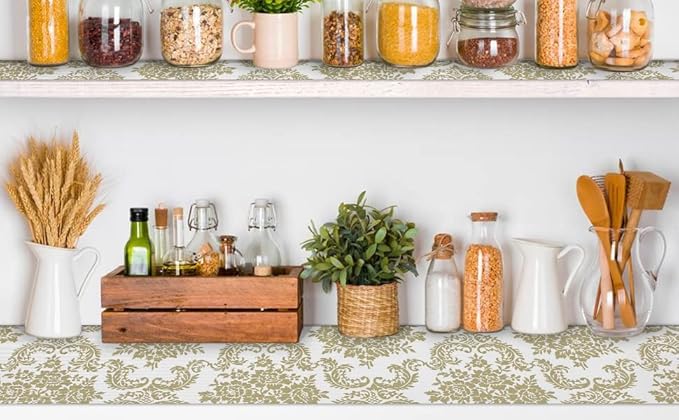 12 x 360 Inch Gold Shelf Liner for Kitchen Cabinets Non Adhesive Kitchen Drawer - Image 3