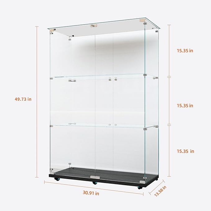 Yoluckea 3 Tiers Glass Display Cabinet - Image 2