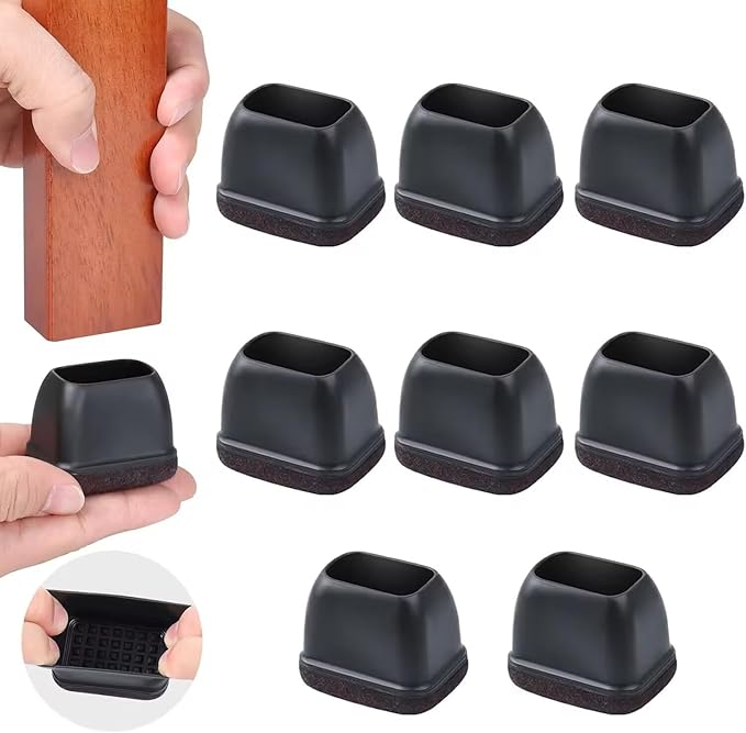 Ezprotekt 8 Pcs Rectangle Black Silicone Chair Leg Floor Protectors by VisittheEzprotekt