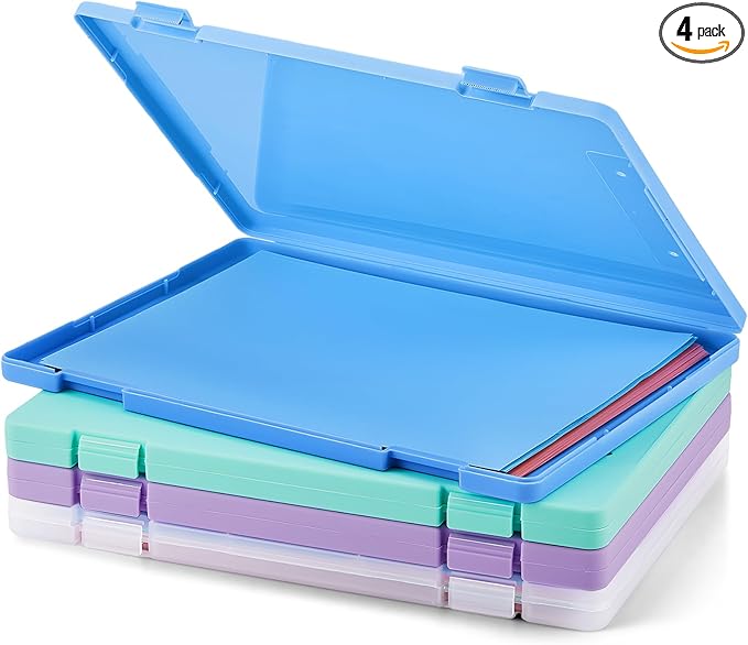 Zhanmai 4 Pcs A4 Paper Organizer Box, Plastic Scrapbook Paper Storage Box File by Zhanmai
