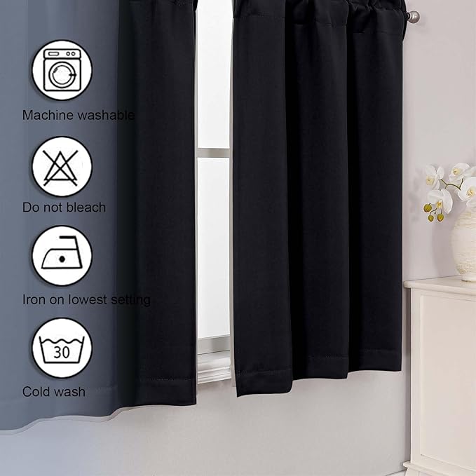 Chyhomenyc Short Black Out Curtains 45 Inch Length, Small Blackout Curtain Rod - Image 7