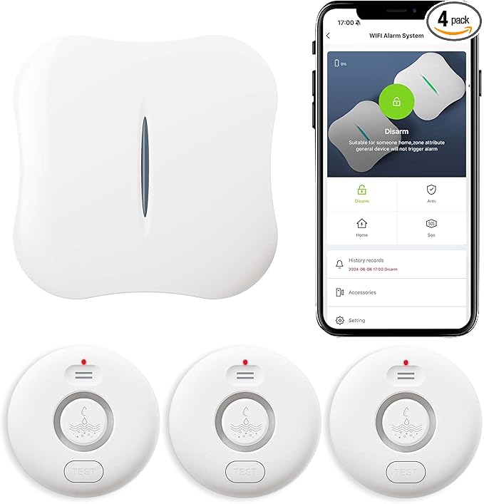 WiFi Water Leak Detectors for Home 3 Pack, Wireless Smart Water Leak Sensor by RUIKORING