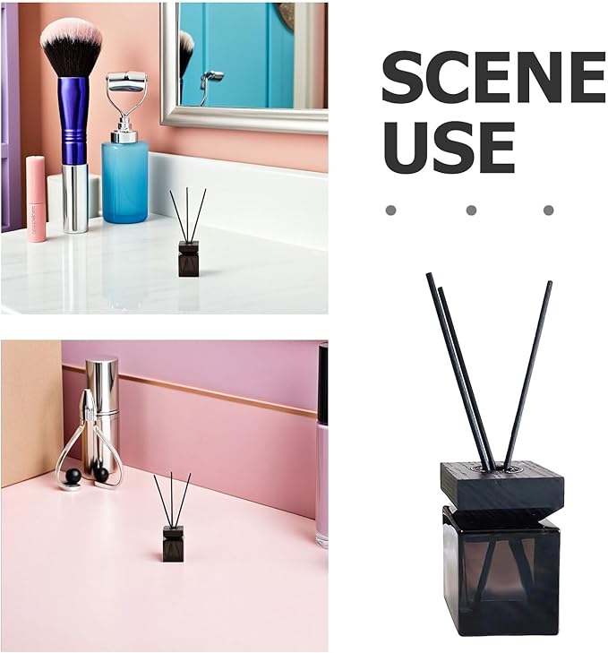 1set Empty Diffuser Bottle Wooden Lid Rattan Fragrance Oil Bottle - Image 3
