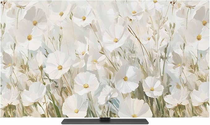 Summer White Gardenia Flower Indoor TV Cover, Elastic TV Screen Protector - Image 2