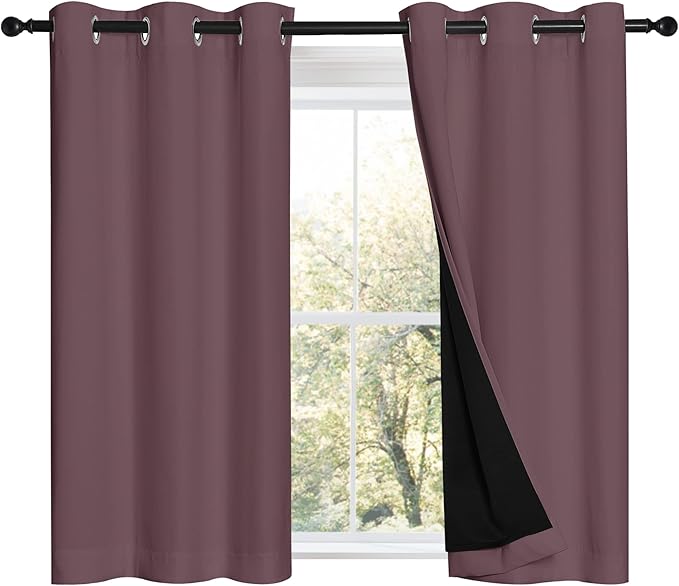 NICETOWN Dry Rose 100% Blackout Curtains 45 inches Long, 2 Thick Layers by NICETOWN