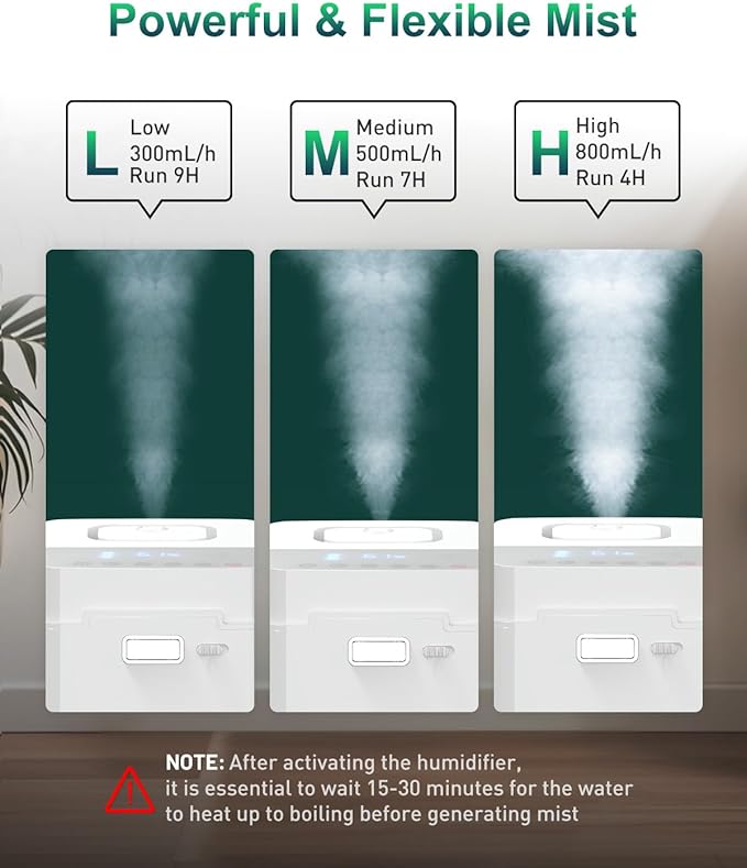 Mifasol Stainless Steel Humidifier, 3.3L/0.87Gal Steam Humidifier Large Room up - Image 6