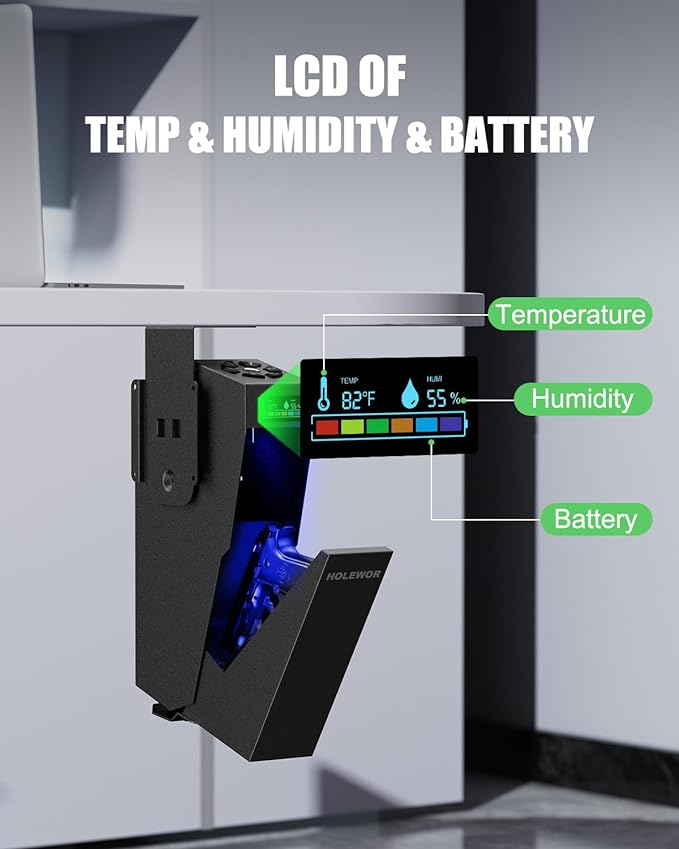 Gun Safe, Biometric Pistol Safe Fingerprint Quick Access Drop Down Handgun Safe - Image 2