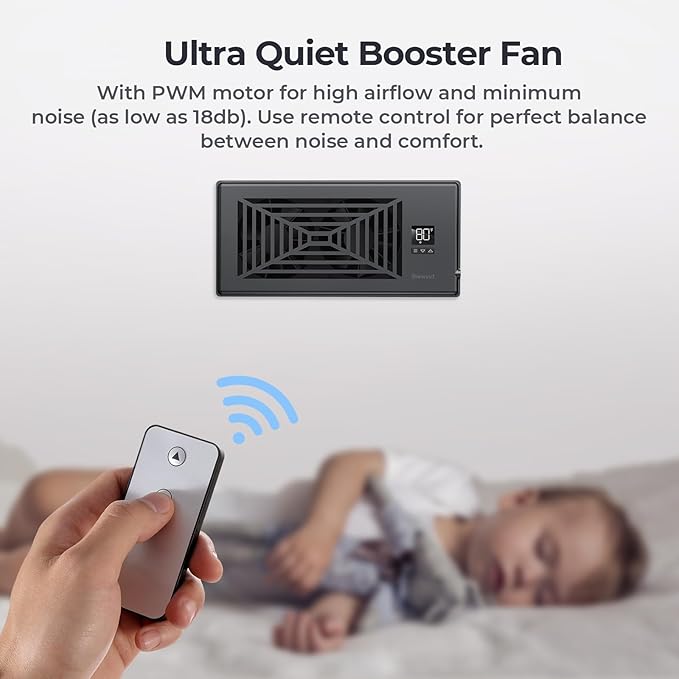 Quiet Register Booster Fan Fits 4" x 10" Register Holes, 10-Speed Smart Heating - Image 5
