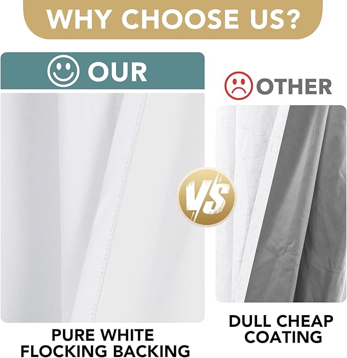 H.VERSAILTEX Pure White Curtains 96 inches Long, 100% Blackout Curtains - Image 4