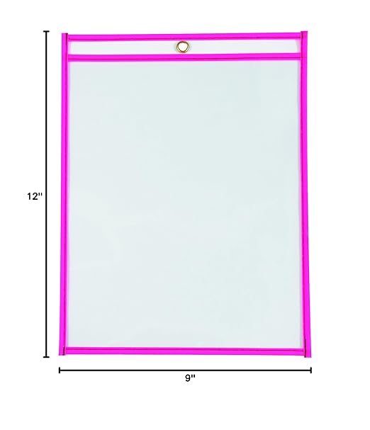 Box USA Neon Stitched Job Ticket Holders, Top Loading, 9 x 12", Reusable Vinyl - Image 2