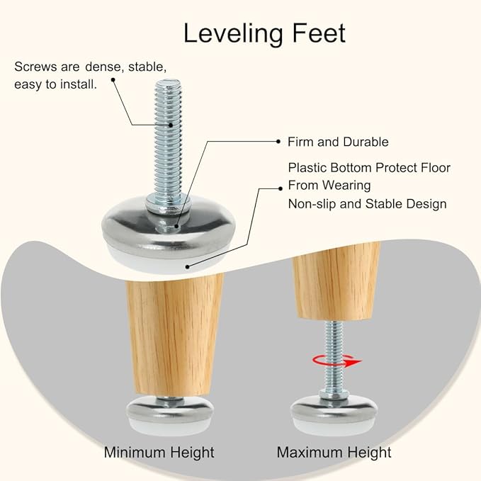 uxcell M6 x 23 x 28mm Screw on Furniture Glide Leveling Feet Adjustable Leveler - Image 4