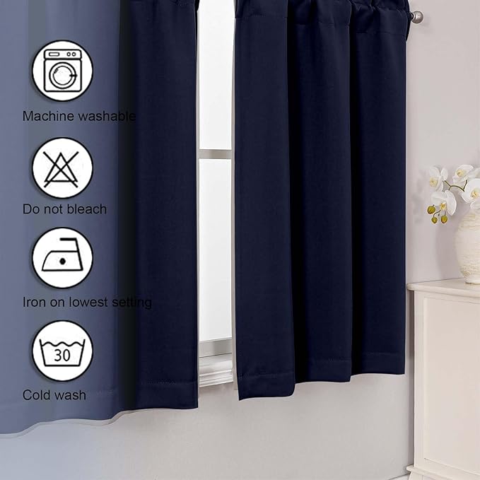 Chyhomenyc Navy Blue Short Blackout Curtains 24 Inch Length, Small Kitchen - Image 7