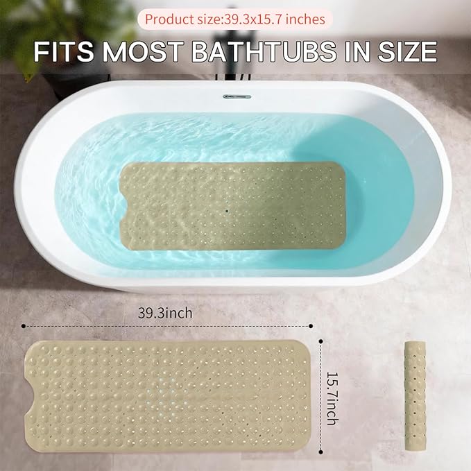 Anti-Slip Bathtub Shower mat, 39.3×15.7 inch（Approximately 100 × 40cm） Soft - Image 3