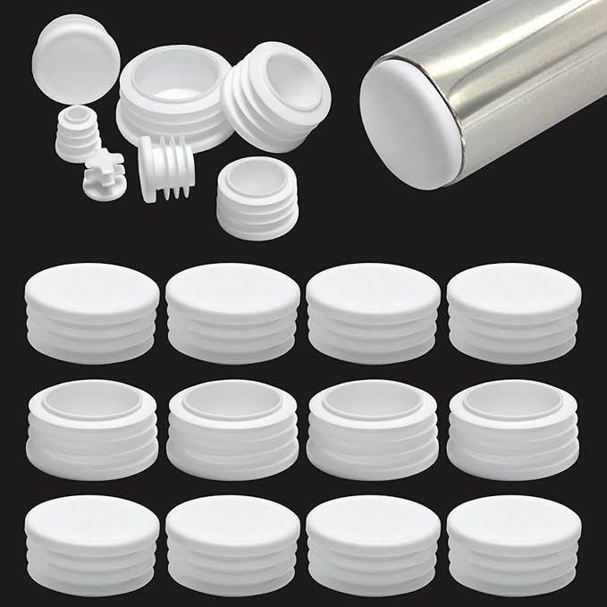 1-1/2" Plastic Hole Plugs White -Round Chair Leg Caps, Flush Mount Pipe Plugs by EASYEAH