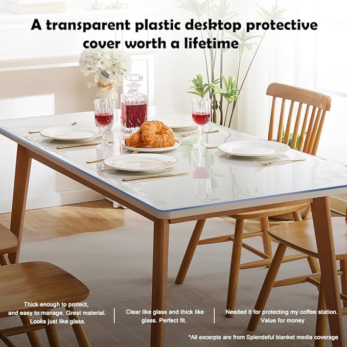 17x53 Inch PVC Clear Table Top Protector 1.5mm Thick Crystal Plastic Desk Pad - Image 7