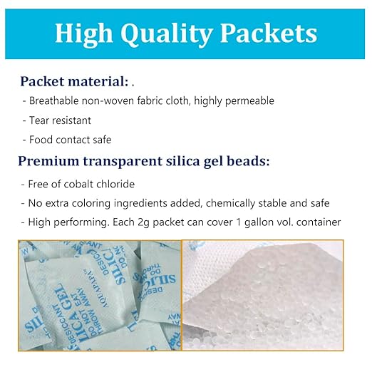 Desiccant Packs 100 Packets 2 Gram Premium Silica Gel Moisture Absorber - Image 2