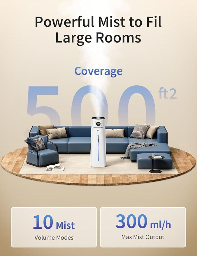JRD Humidifier Large Room 8L/ 2.1Gal, Ultrasonic Cool Mist - Image 2