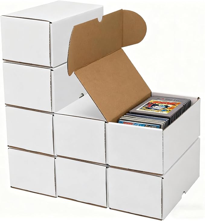 Bulk 200 Capacity Card Toploaders Storage Box, in Total 25 Pack Brown White - Image 4