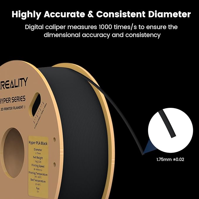 Creality Hyper 3D Printer PLA Black Filament High Speed Printing 1.75mm 2.2lbs - Image 4