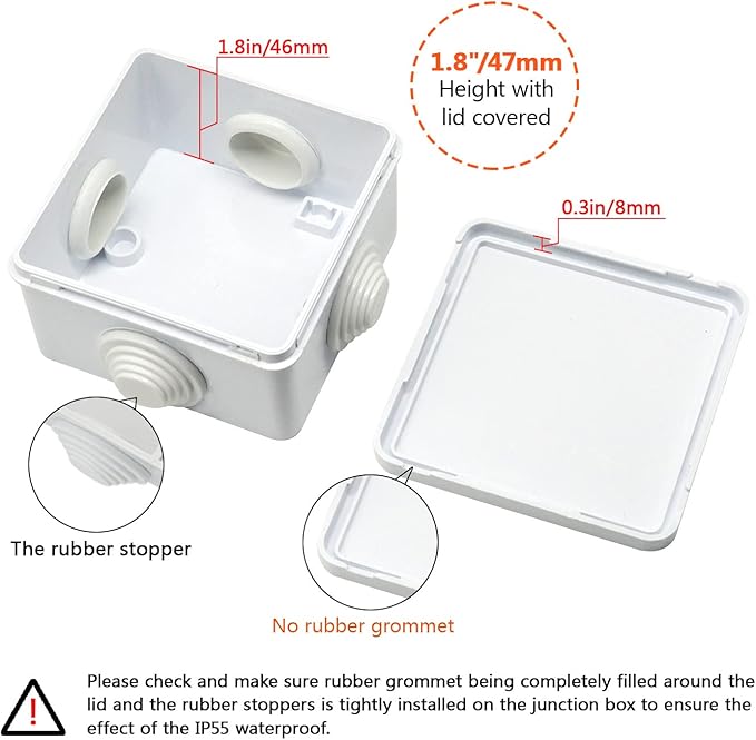 LeMotech Junction Box, ABS Plastic IP55 Water Resistant and Dustproof, - Image 4