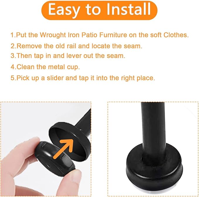 APPLIANCEMATES 1-1/2" Wrought Iron Patio Furniture Feet Glides - Image 6