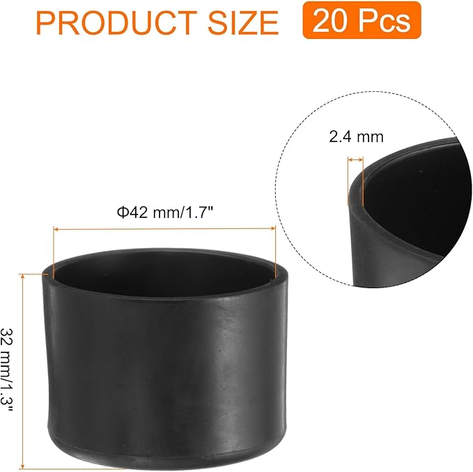 uxcell 20pcs Round Chair Leg Caps 42mm/1.7" PVC Chair Leg Floor Protectors - Image 2