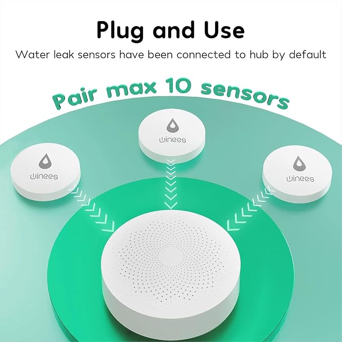 Winees WiFi Water Leak Detector, 3 Pack Water Sensors - Image 3
