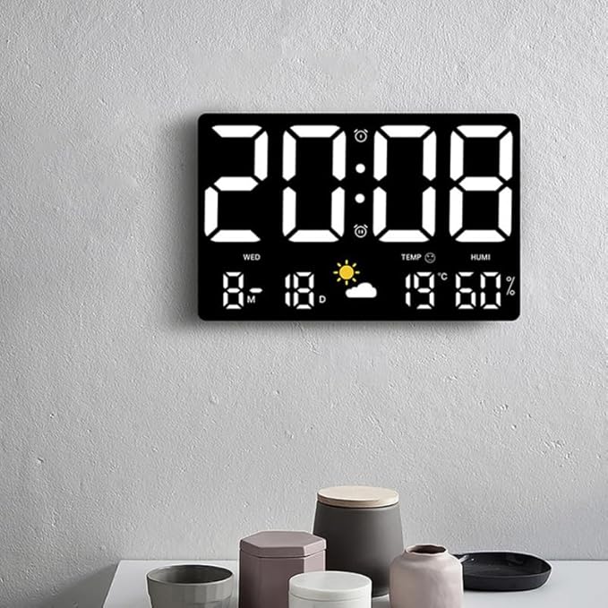Large Digital Wall Clock with Temperature and Humidity Sensor Colorful Led - Image 8