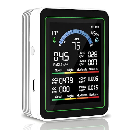 10 in 1 Smart Air Quality Monitor Indoor, Carbon Monoxide Detectors, Co2 by YISPK