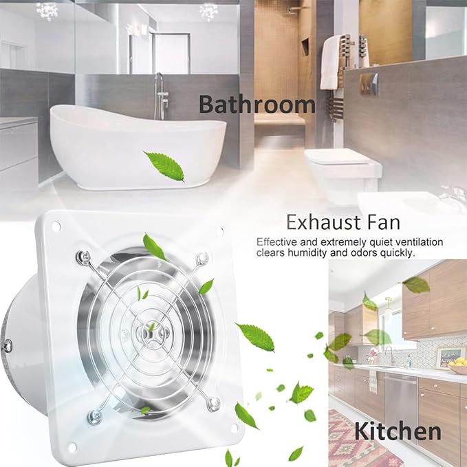 4'' Wall-Mounted Exhaust Fan, Small Bathroom Metal Iron Ventilation Fan - Image 2
