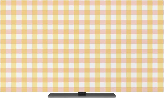Vintage Yellow Buffalo Plaid Indoor TV Cover, Elastic TV Screen Protector - Image 2