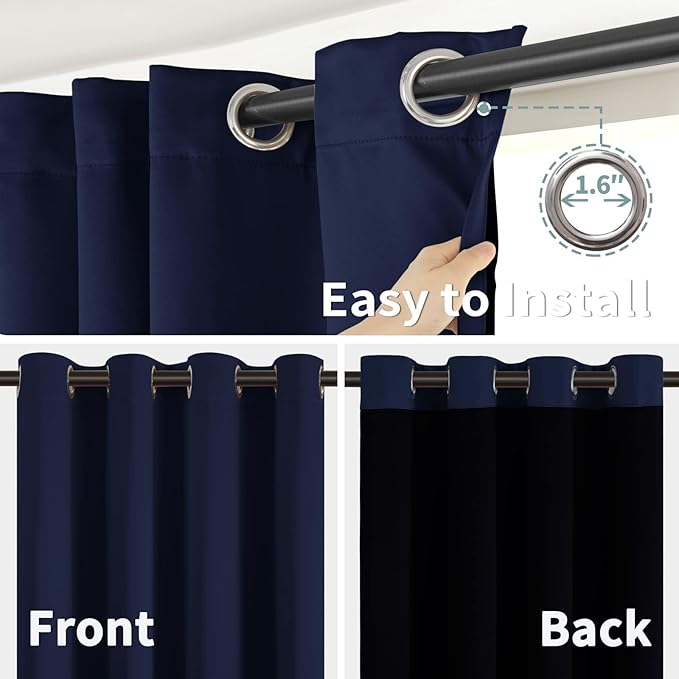 BGment Navy Blue Blackout Curtains 45 Inch Length - Image 6