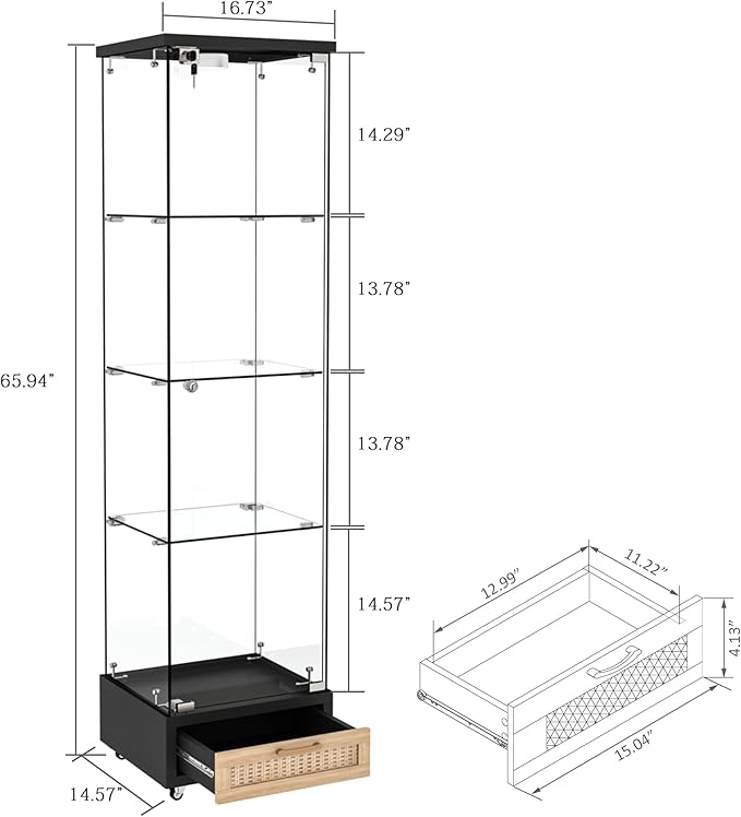Yoluckea 4 Tiers Glass Display Cabinet - Image 2