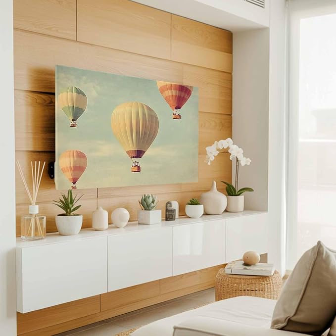 Blue Sky Retro Hot Air Balloon Indoor TV Cover, Elastic TV Screen Protector - Image 2