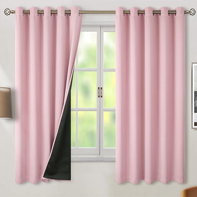 BGment Baby Pink 100% Blackout Curtains by BGment